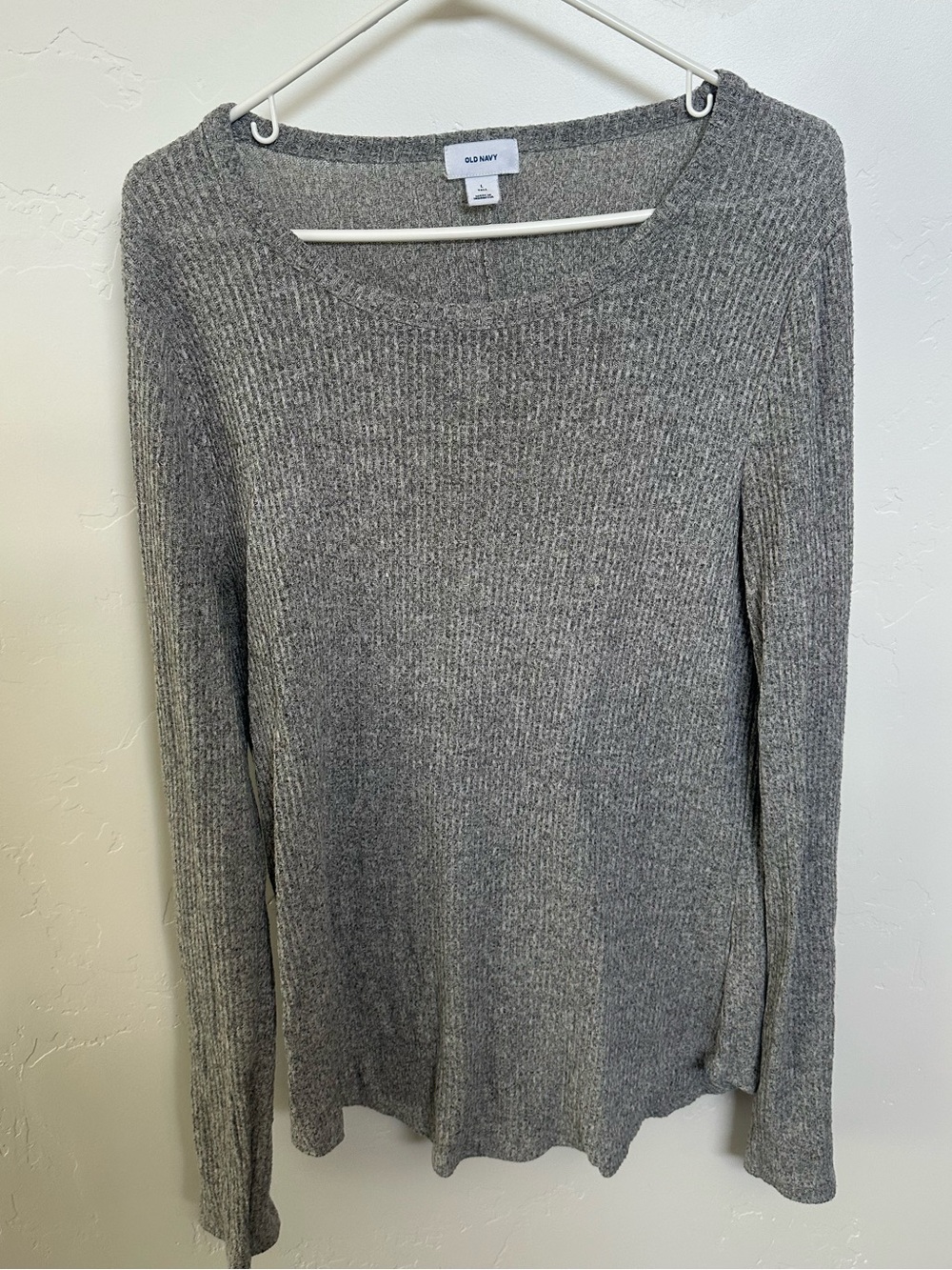 Old Navy Heather Gray Ribbed Knit Long Sleeve Top- Women’s Large Tall